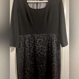Tahari Black and Gray Animal Print Dress size 14